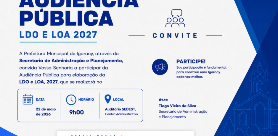AUDIÊNCIA PÚBLICA PARA ELABORAÇÃO DA LDO E LOA, 2027